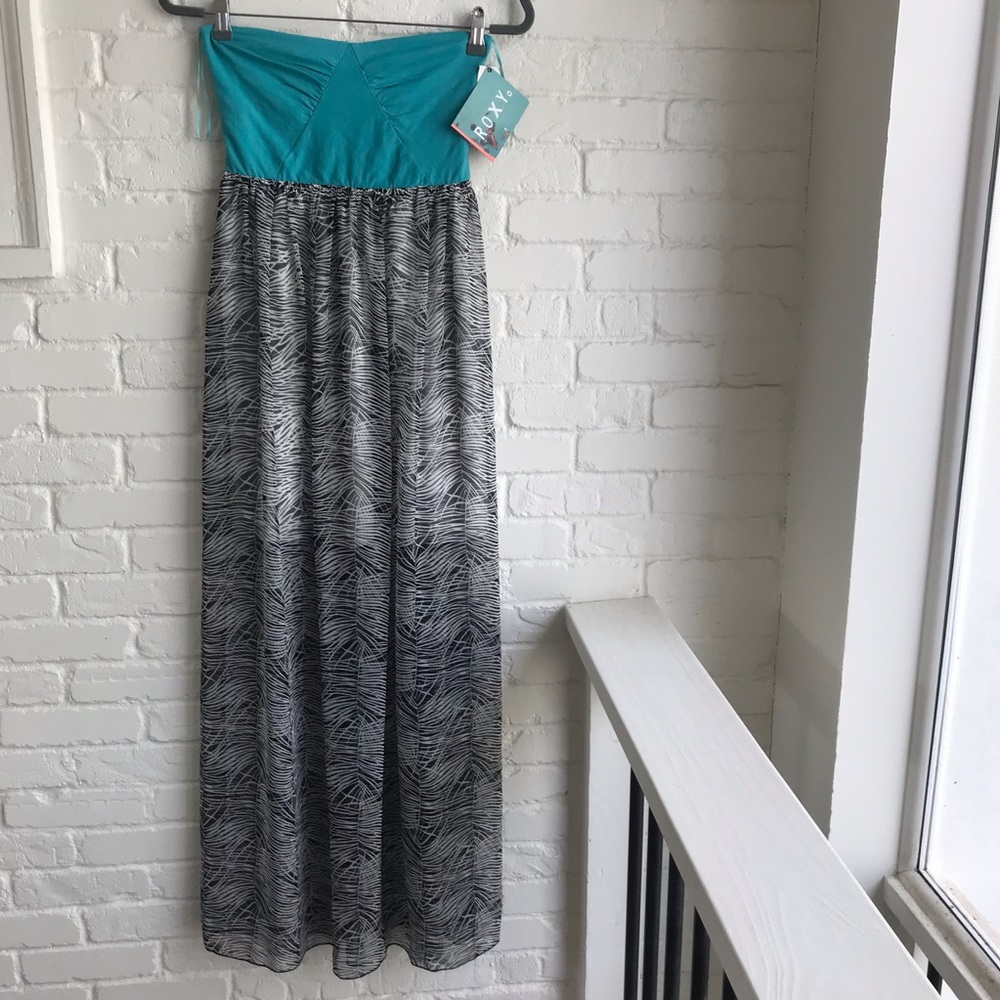 New Roxy Savage Strapless Maxi Dress Medium NWT